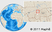 Shaded Relief Location Map of Kombori, highlighted parent region