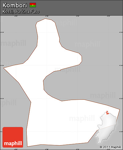 Gray Simple Map of Kombori, cropped outside