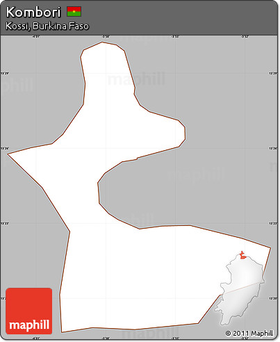 Gray Simple Map of Kombori, cropped outside