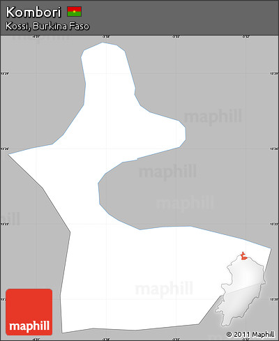 Gray Simple Map of Kombori, single color outside