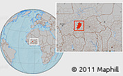 Gray Location Map of Kossi, within the entire country, hill shading