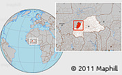 Gray Location Map of Kossi, highlighted country, within the entire country