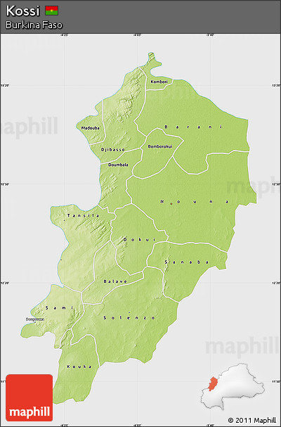 Physical Map of Kossi, single color outside
