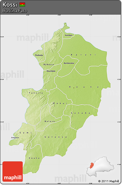 Physical Map of Kossi, single color outside