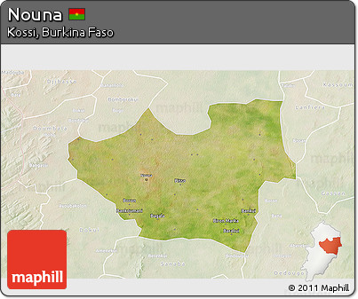 Satellite 3D Map of Nouna, lighten