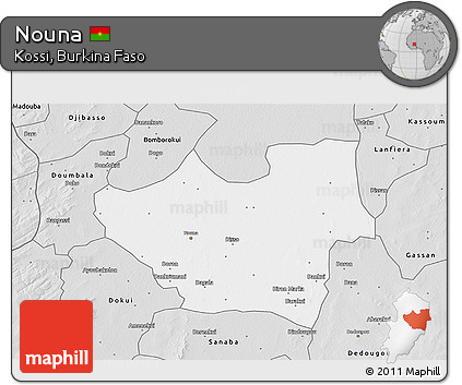 Silver Style 3D Map of Nouna