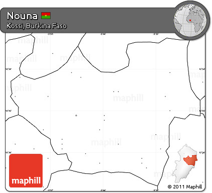 Blank Simple Map of Nouna, no labels