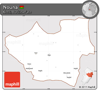 Classic Style Simple Map of Nouna, cropped outside
