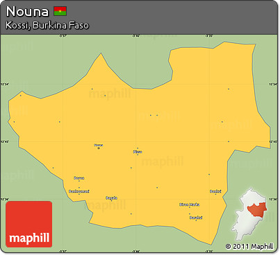 Savanna Style Simple Map of Nouna, single color outside