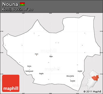 Silver Style Simple Map of Nouna, cropped outside