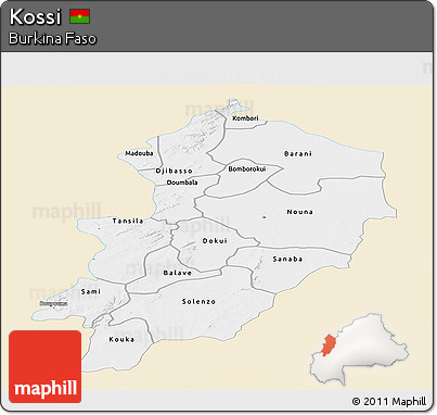 Classic Style Panoramic Map of Kossi, single color outside