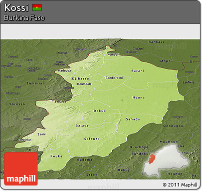 Physical Panoramic Map of Kossi, darken