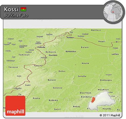 Physical Panoramic Map of Kossi