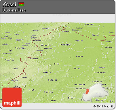 Physical Panoramic Map of Kossi