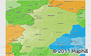 Physical Panoramic Map of Kossi, political shades outside