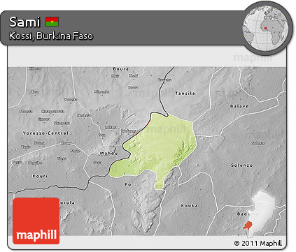 Physical 3D Map of Sami, desaturated