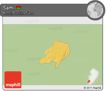 Savanna Style 3D Map of Sami, single color outside