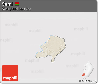 Shaded Relief 3D Map of Sami, single color outside