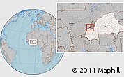 Gray Location Map of Sami, highlighted country, highlighted parent region, hill shading
