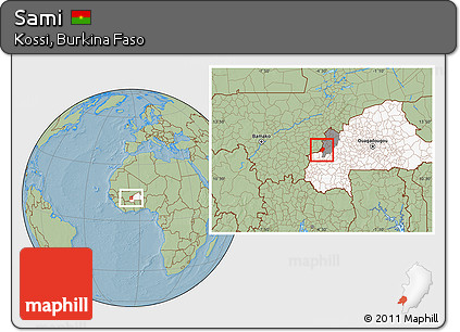 Savanna Style Location Map of Sami, highlighted country, highlighted parent region, hill shading