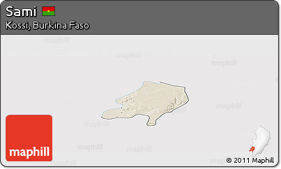 Shaded Relief Panoramic Map of Sami, single color outside