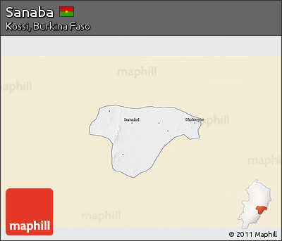 Classic Style 3D Map of Sanaba, single color outside