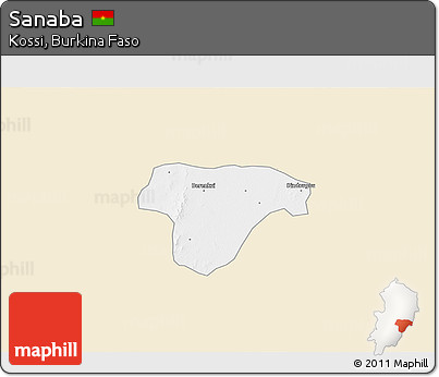 Classic Style 3D Map of Sanaba, single color outside
