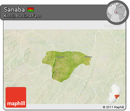 Satellite 3D Map of Sanaba, lighten