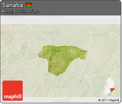 Satellite 3D Map of Sanaba, lighten