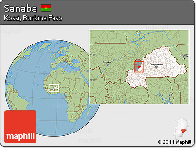Savanna Style Location Map of Sanaba, highlighted country, highlighted parent region
