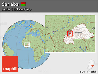 Savanna Style Location Map of Sanaba, highlighted country, highlighted parent region