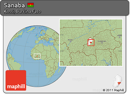 Savanna Style Location Map of Sanaba, highlighted parent region