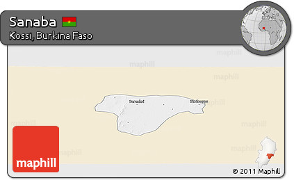 Classic Style Panoramic Map of Sanaba, single color outside