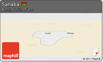 Classic Style Panoramic Map of Sanaba, single color outside