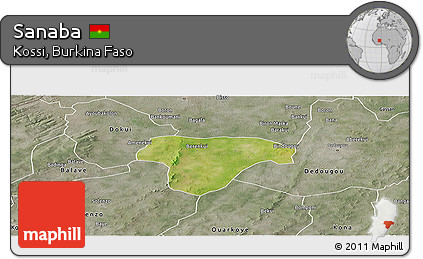Satellite Panoramic Map of Sanaba, semi-desaturated