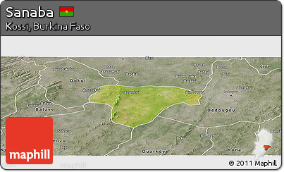 Satellite Panoramic Map of Sanaba, semi-desaturated