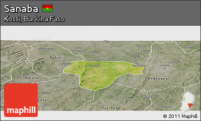 Satellite Panoramic Map of Sanaba, semi-desaturated