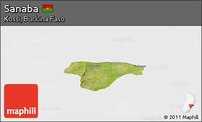 Satellite Panoramic Map of Sanaba, single color outside