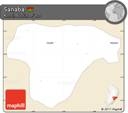 Classic Style Simple Map of Sanaba, single color outside