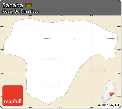 Classic Style Simple Map of Sanaba, single color outside
