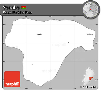 Gray Simple Map of Sanaba, single color outside