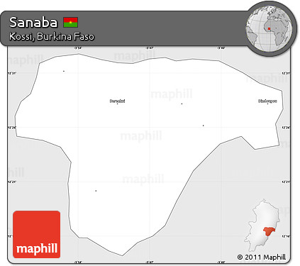 Silver Style Simple Map of Sanaba, single color outside
