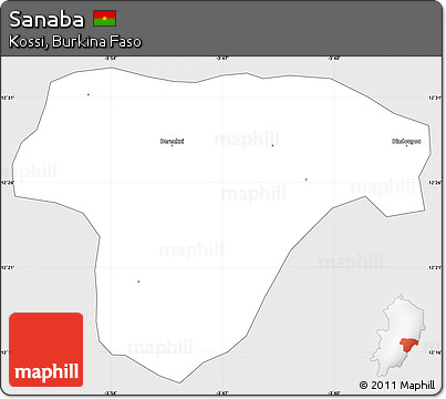 Silver Style Simple Map of Sanaba, single color outside