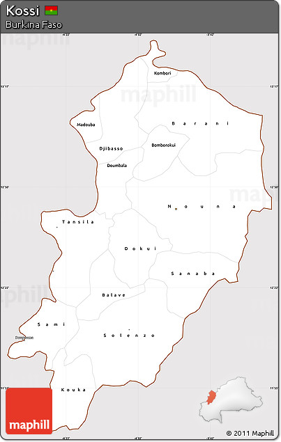 Classic Style Simple Map of Kossi, cropped outside