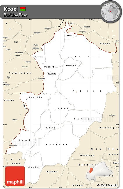 Classic Style Simple Map of Kossi