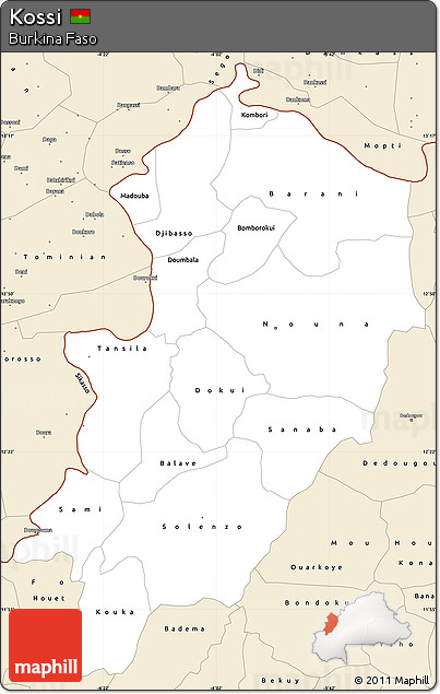 Classic Style Simple Map of Kossi