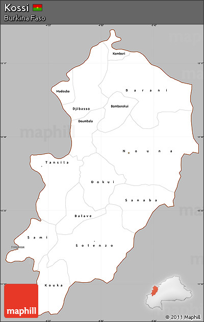 Gray Simple Map of Kossi, cropped outside