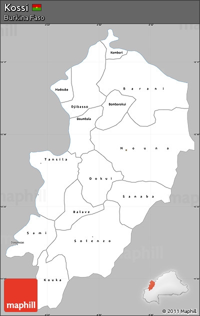 Gray Simple Map of Kossi, single color outside