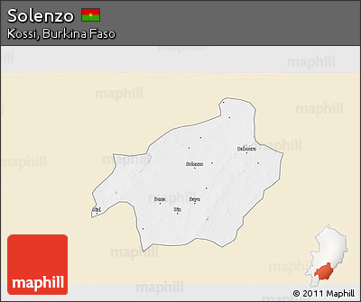 Classic Style 3D Map of Solenzo, single color outside