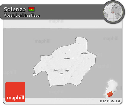 Gray 3D Map of Solenzo, single color outside